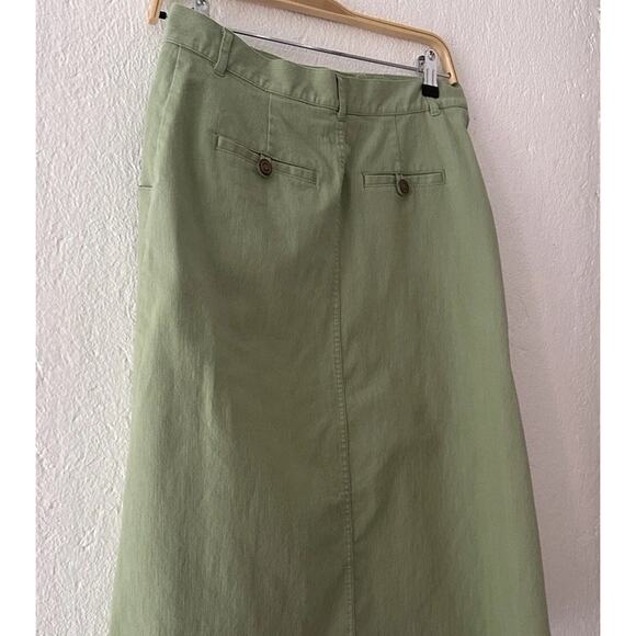 Christopher & Banks Women's Green Stretch Button Front Knee Length Skirt Size 4 - Picture 12 of 15